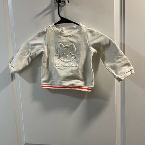 Jacadi Cream Sweatshirt with Cat Design Have Spots